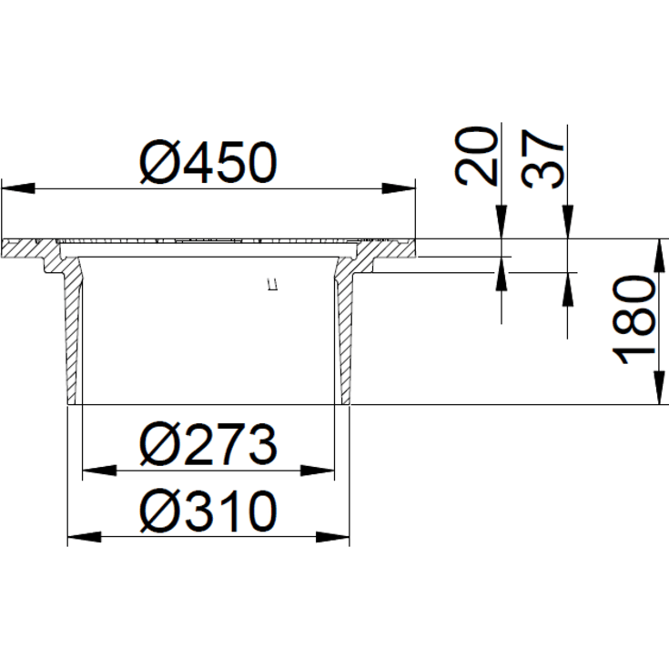 Duco 315 x 180 mm karm uden pakning, rund, flydende, SG SORT