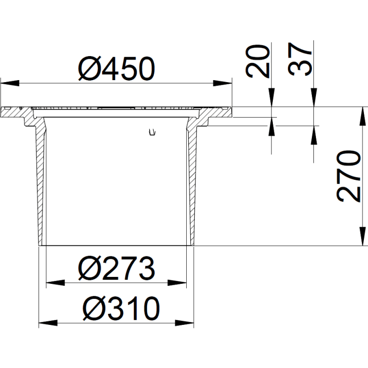 Duco 315 x 270 mm karm uden pakning, rund, flydende, SG SORT