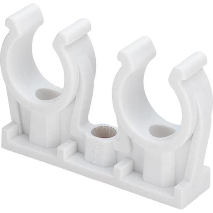 Dobbelt klemrørbærer 18 mm, plast