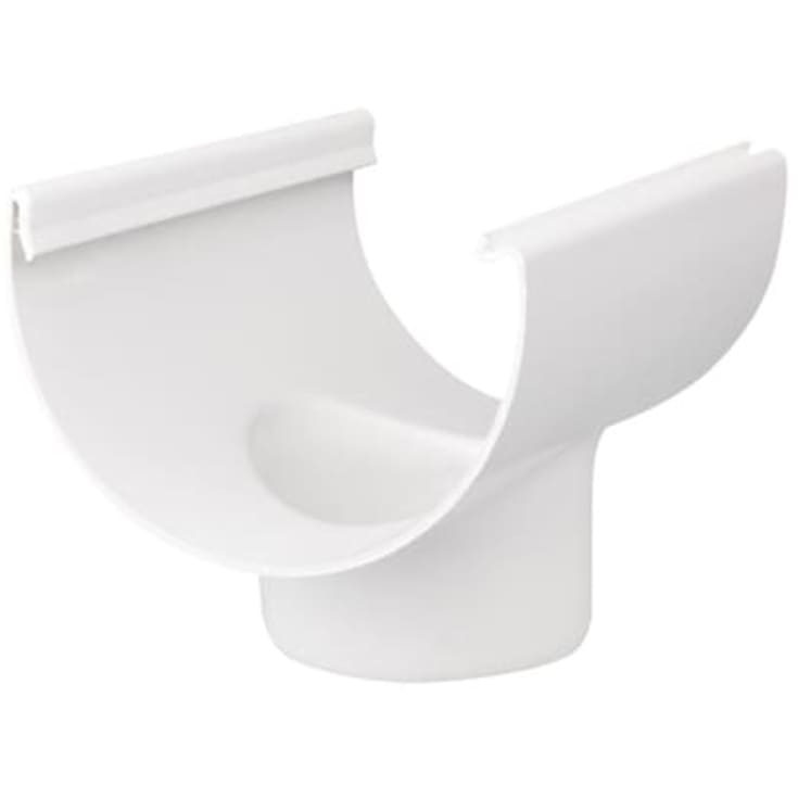 Plastmo tudstykke i hvid med Ø90 mm nedløb til tagrende nr. 11