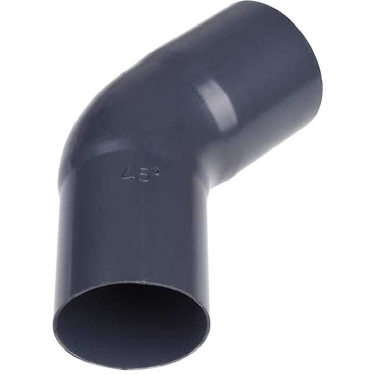 Plastmo 45° bøjning i grafit med Ø90 mm nedløb