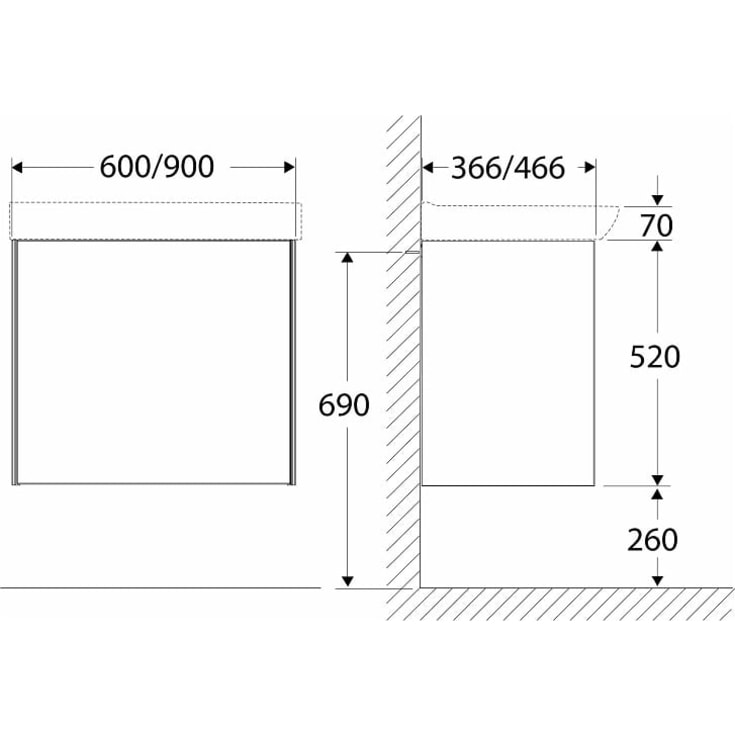 Ifö Sense Pro møbelsæt, 62 x 51,4 cm, hvid
