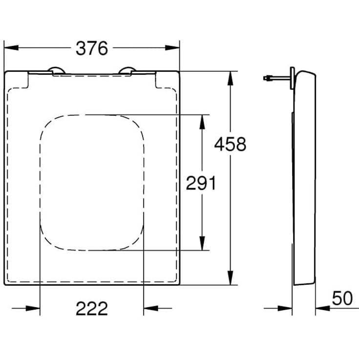 Grohe Cube væghængt toiletpakke, uden skyllekant, hvid/krom