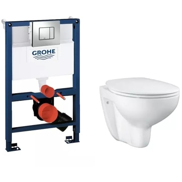 Grohe Bau væghængt toiletpakke, uden skyllekant, hvid/krom