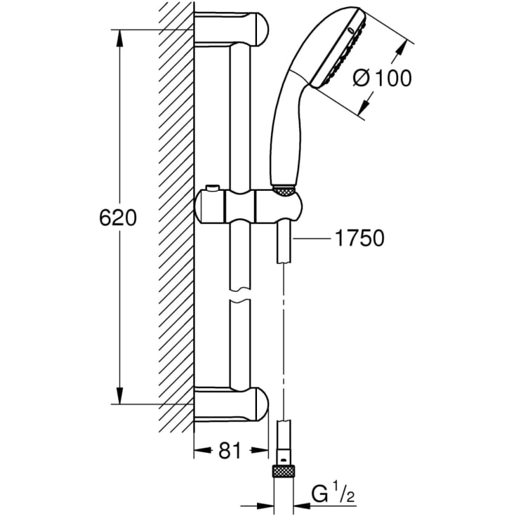 Grohe Tempesta 100 duschset, vattenbesparande krom