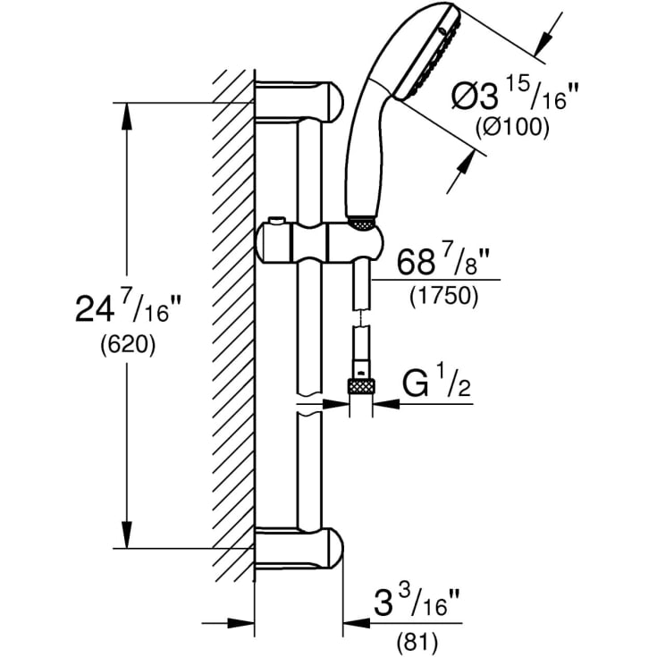 Grohe Tempesta 100 dusjsett, 600 mm, med 2 stråletyper, krom