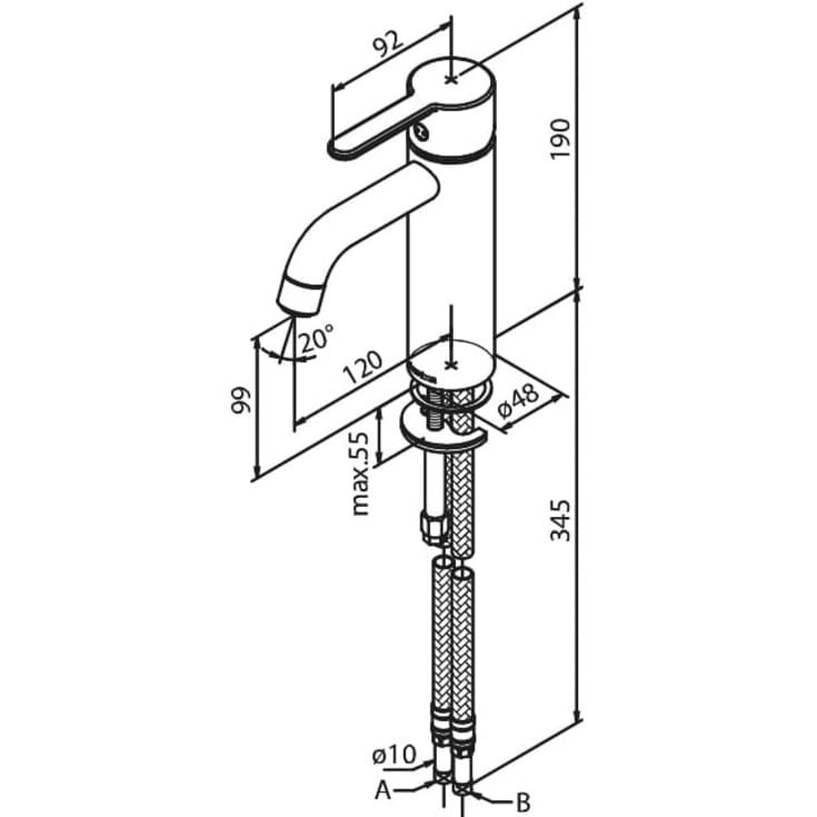 Damixa Silhouet servantbatteri, matt sort