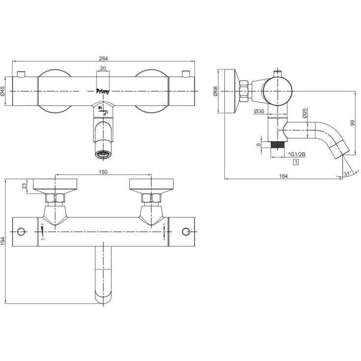 Primy Pleasure 4 kararmatur med brusesæt, kobber