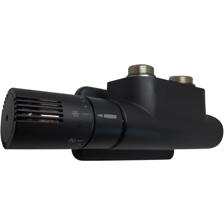 Kriss Twin Rum ventilsett venstre vinkel m/romtermostat, matt sort