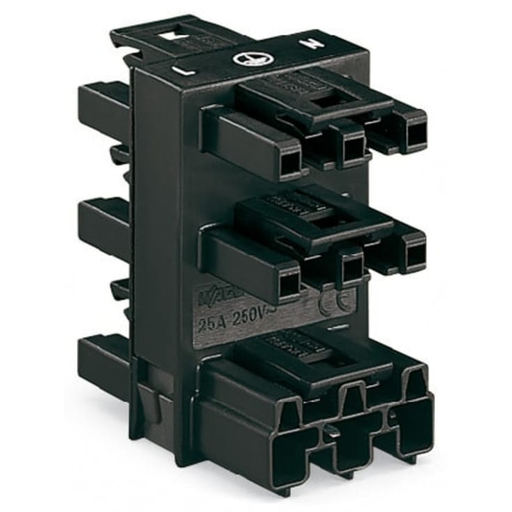 25 stk Winsta Junction block 5-veis 1 x, hann / 5 x, hunn 3-polet, svart