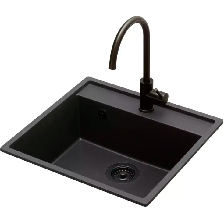 Lavabo Jupiter 60 Granitek kjøkkenvask, svart, svart avløp