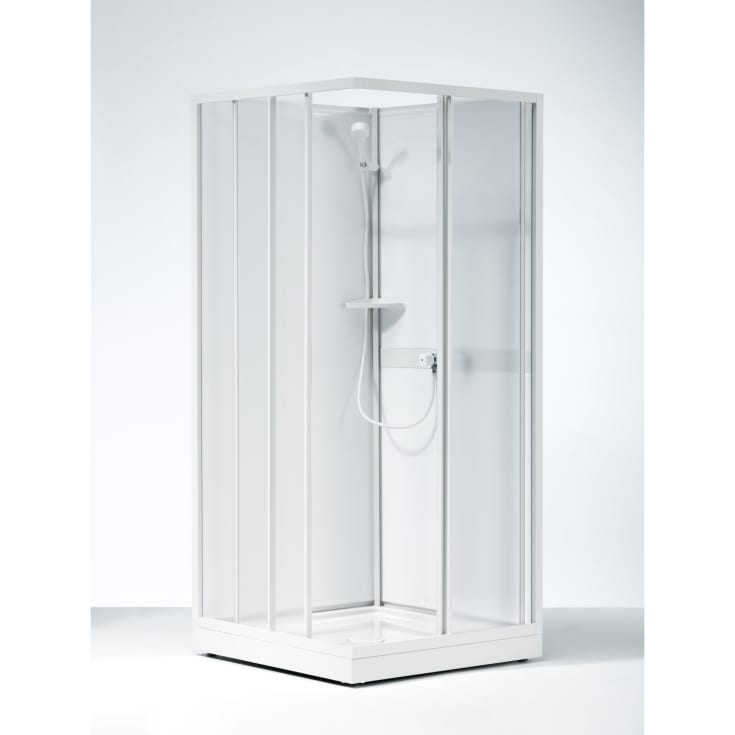 Contura Next NKH brusekabine 70x90 cm, hvidlakeret profil, mønstret styren glas