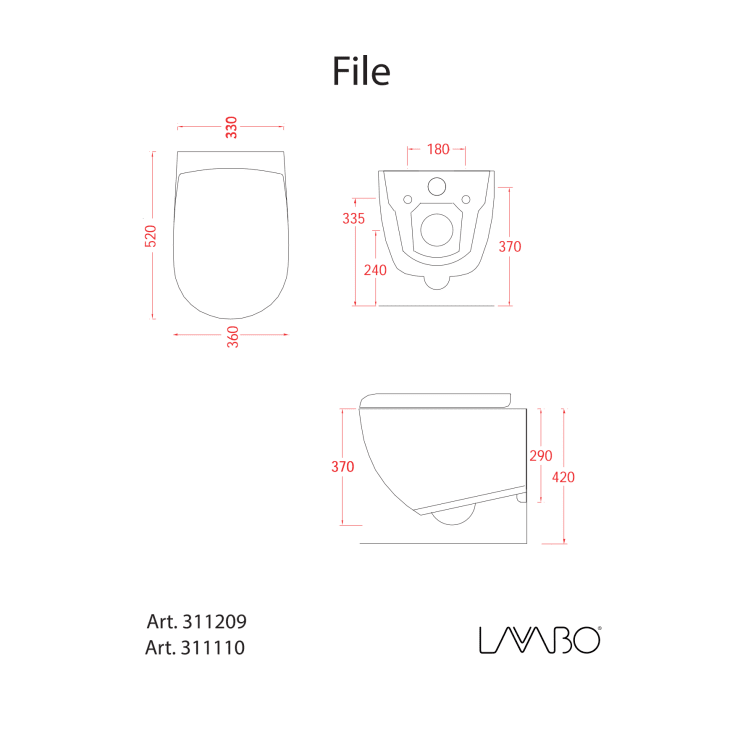 Lavabo File 2.0 vegghengt toalett, uten skyllekant, matt sort