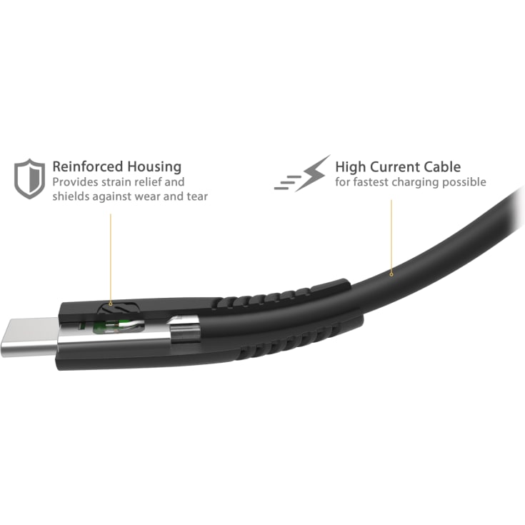 Scosche StrikeLINE Flätad laddkabel 1,2M, svart, USB-C