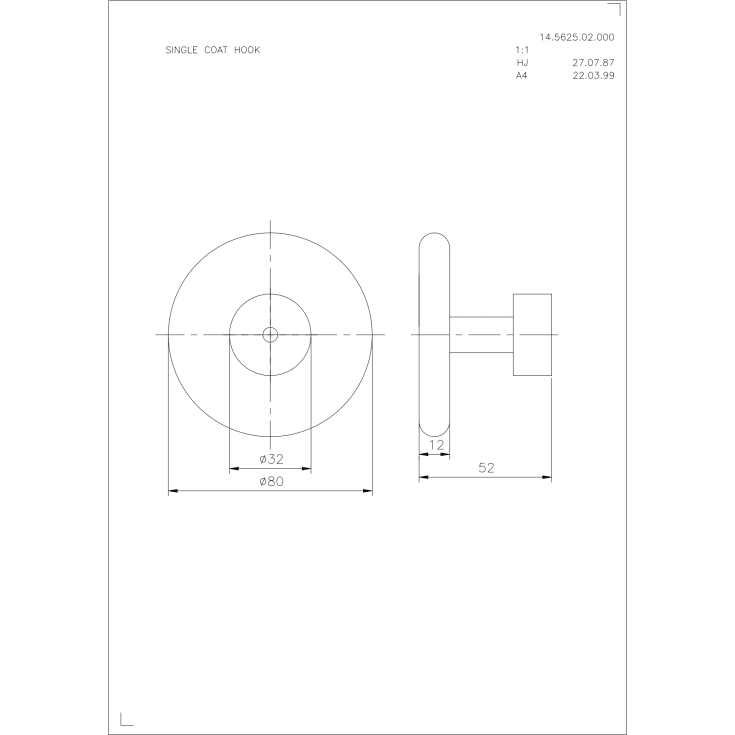 D line håndklædekrog, børstet rustfrit stål