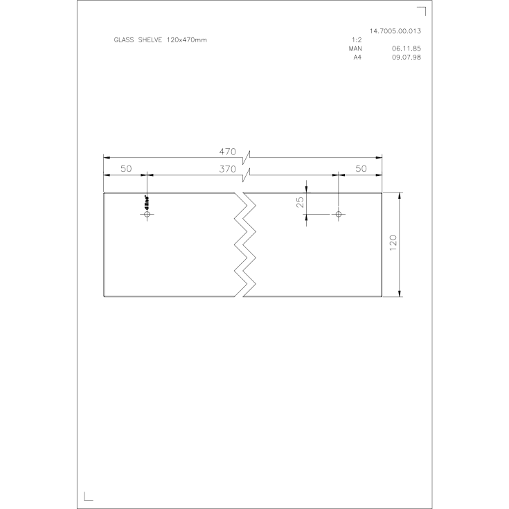 D line hylde, 47x12 cm, børstet rustfrit stål