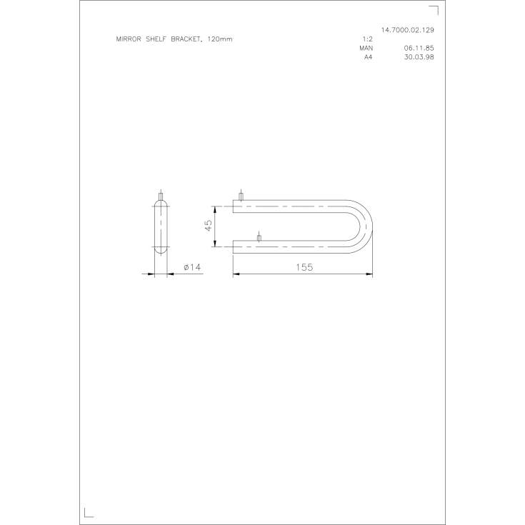 D line hyldebeslag, børstet rustfrit stål