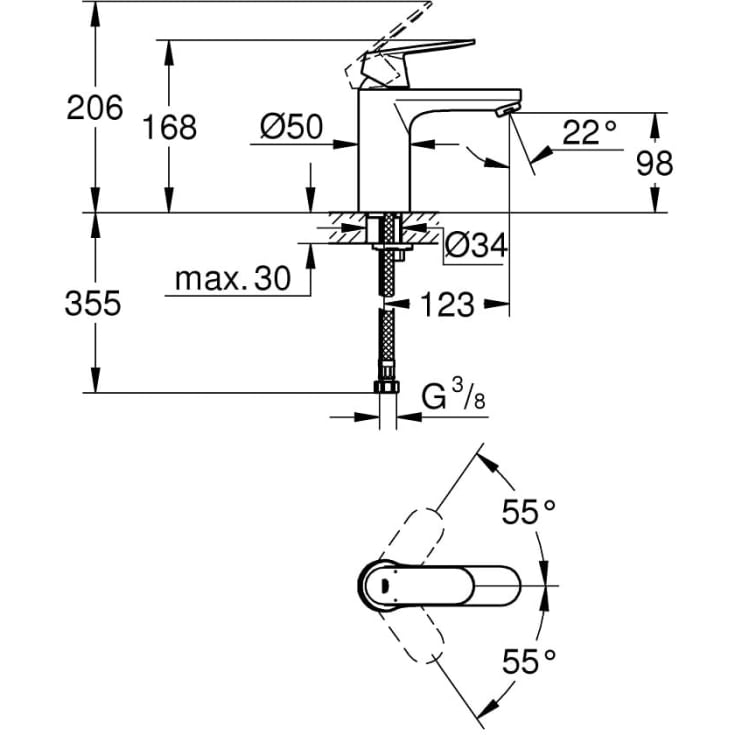 Grohe Eurosmart Cosmopolitan tvättställsblandare, krom