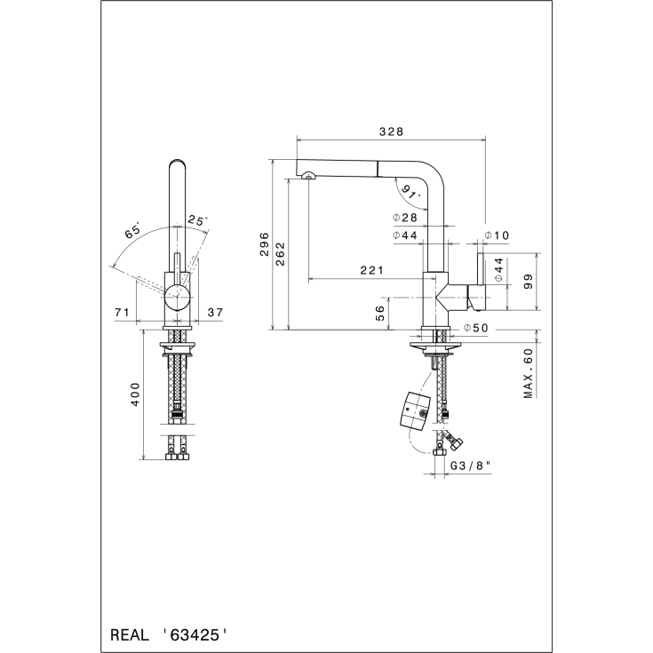 Cassøe Newform X-Trend køkkenarmatur, udtrækstud, krom