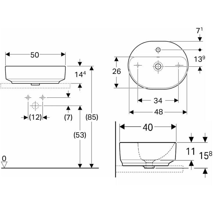 Geberit VariForm håndvask, 50x40 cm, hvid