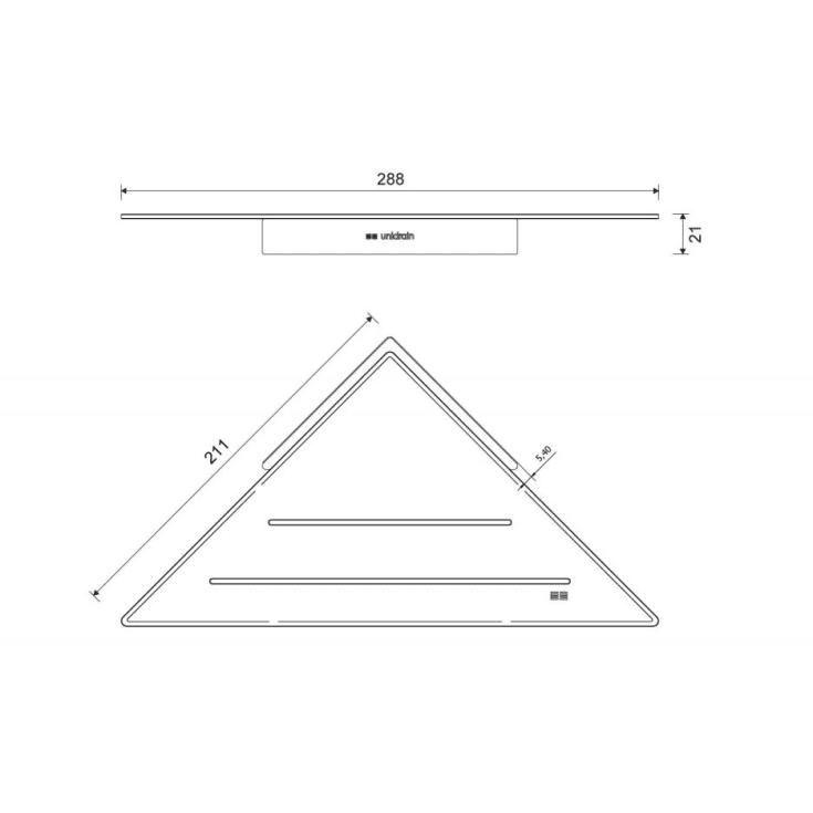 Unidrain Reframe brusehylde, messing