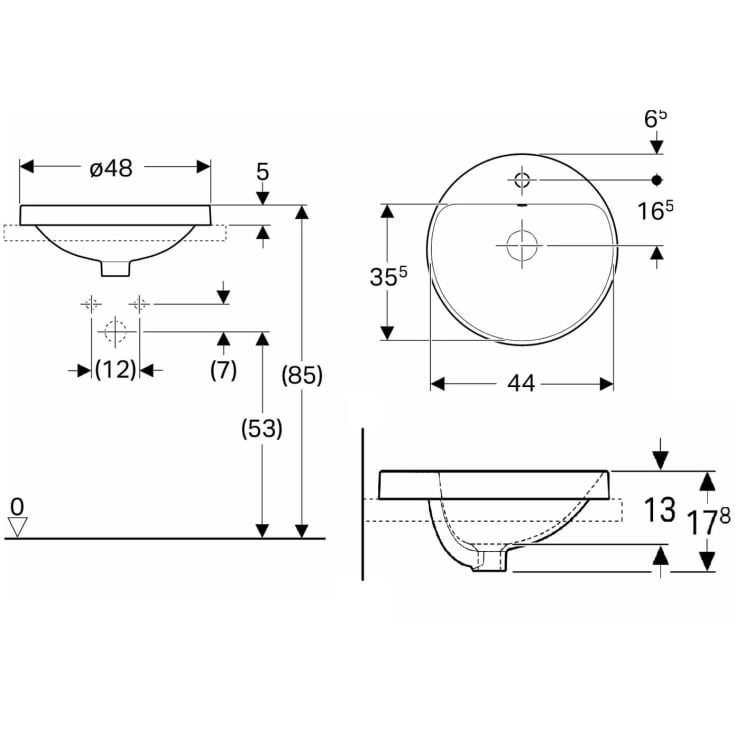 Geberit VariForm servant, Ø48 cm, hvit