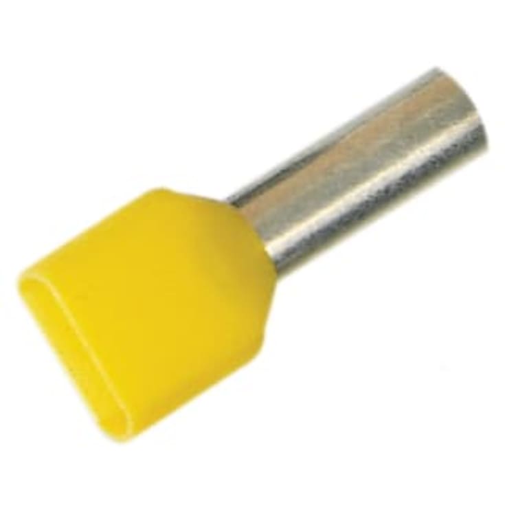 100 stk Hylse Isolert dobbel 2x6,0 mm² gul