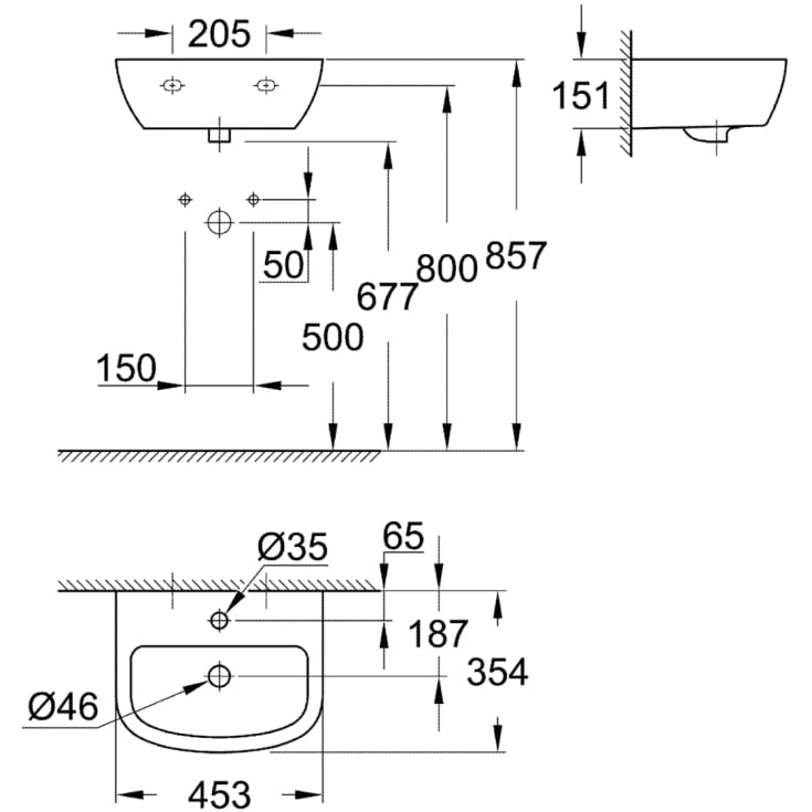 Grohe Bau Ceramic tvättställ, 45,3x35,4 cm, vit