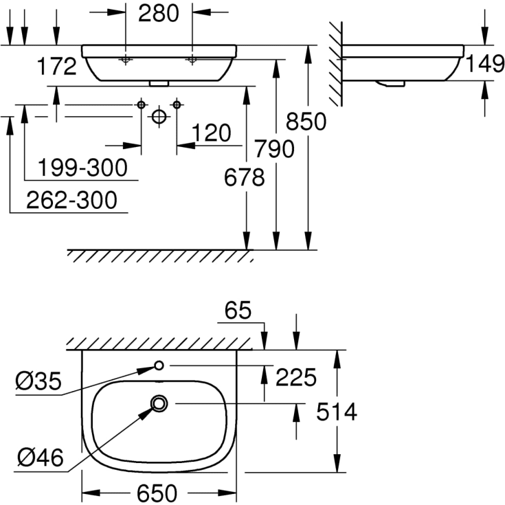 Grohe Euro Ceramic håndvask, 65x51,4 cm, hvid