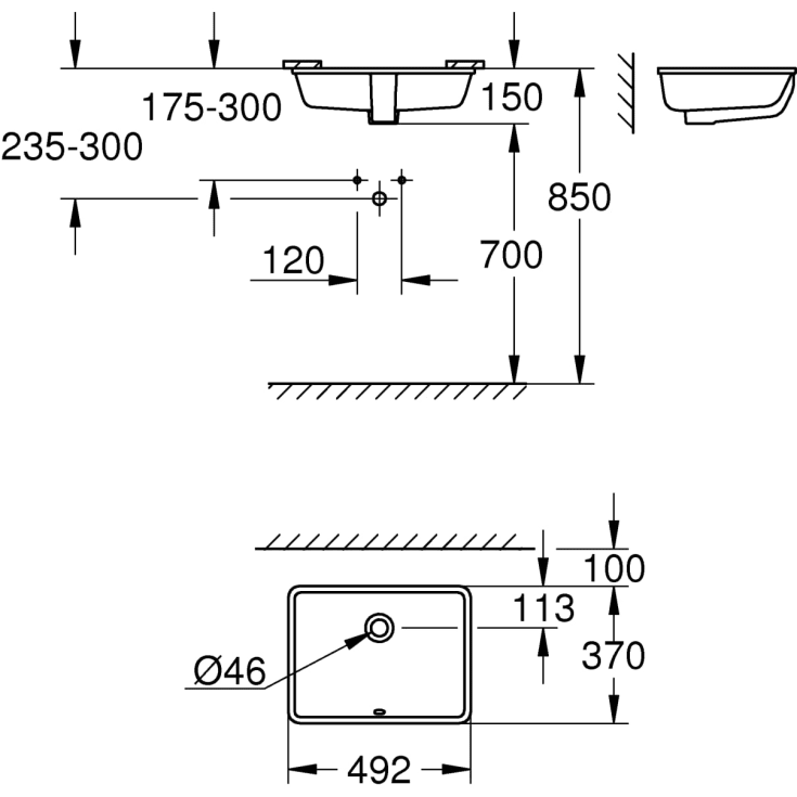 Grohe Cube Ceramic servant, 49,2x37 cm, hvit