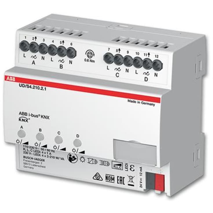 KNX Lsdæmper LED 4x210W/VA 1-4 kanal, MDRC, UD/S4.210.2.1