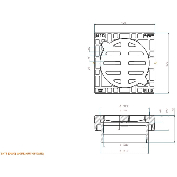 NID fast karm med rist, til Ø315 mm opføringsrør, 12,5 ton, komposit
