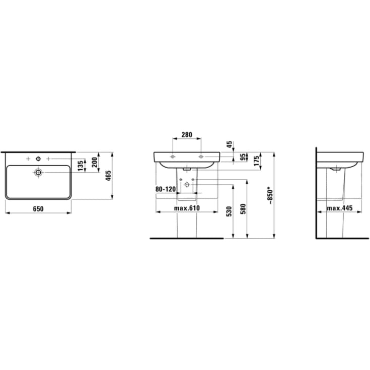 Laufen Pro S håndvask, 65x46,5 cm, hvid