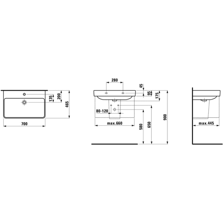 Laufen Pro S håndvask, 70x46,5 cm, hvid