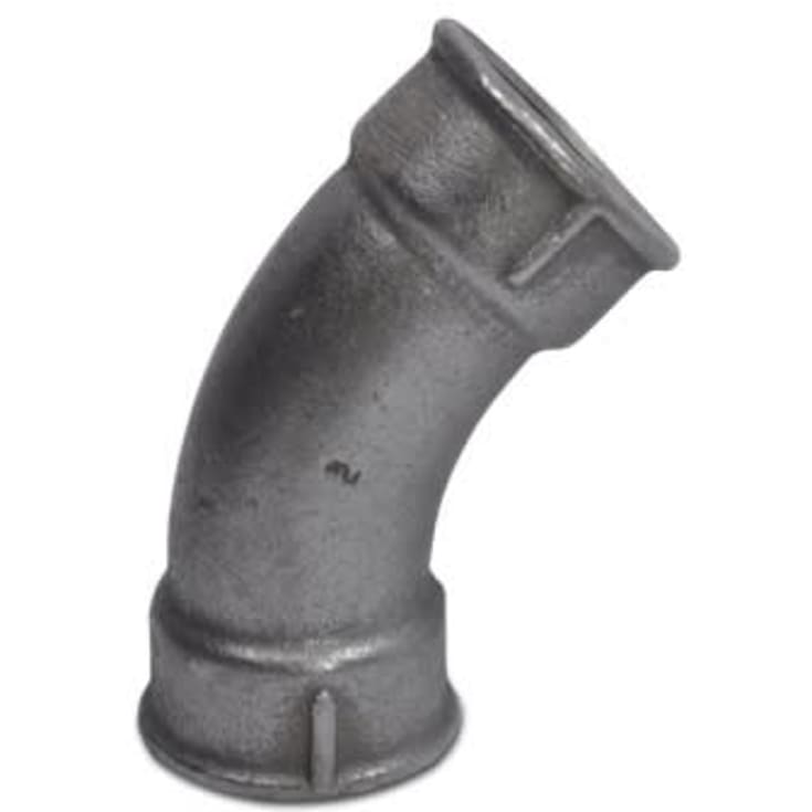 Sort bøjning, muffe/muffe 1/2" - 45°