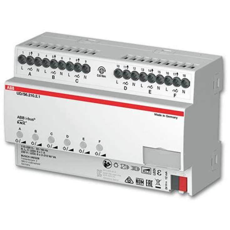 KNX Universal Lysdæmper LED 6x210W/VA, MDRC, UD/S6.210.2.1