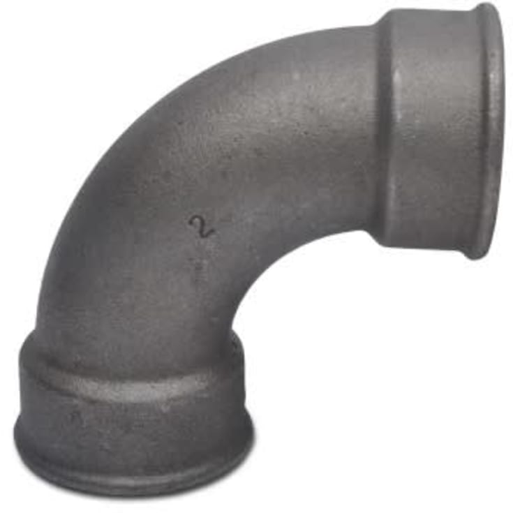 1" Sort bøjning 90° muffe/muffe
