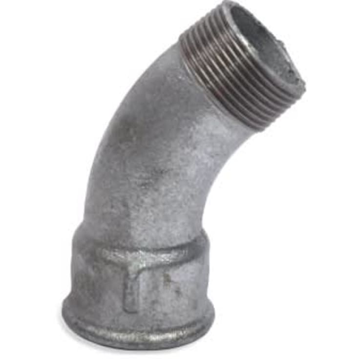 Galvaniseret bøjning, muffe/nippel 4" - 45°