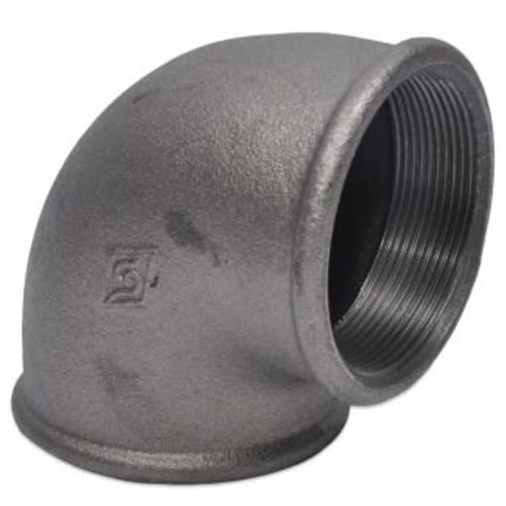 Sort vinkel, muffe/muffe 3/4" - 90°