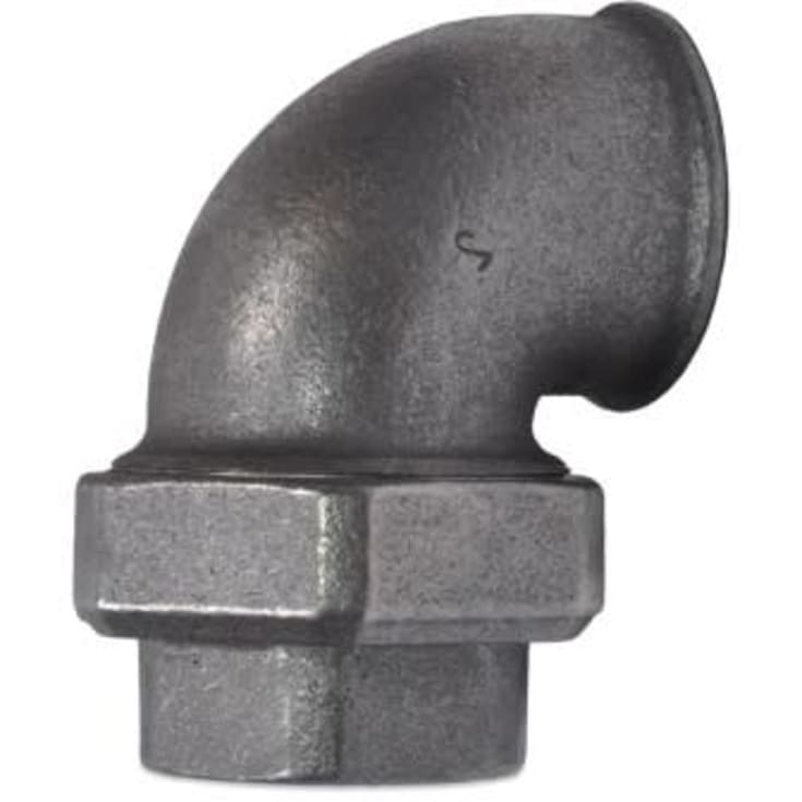 Sort vinkelunion, muffe/muffe 1 1/4"