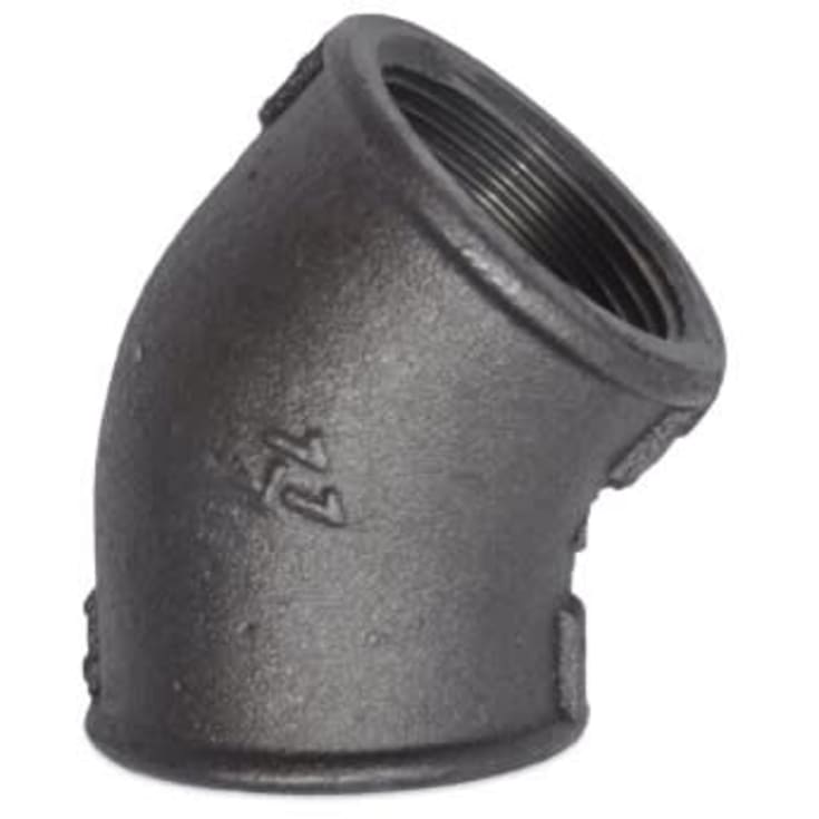 Sort vinkel, muffe/muffe 2 1/2" - 45°