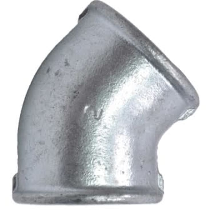 Galvaniseret vinkel, muffe/muffe 1/2" - 45°