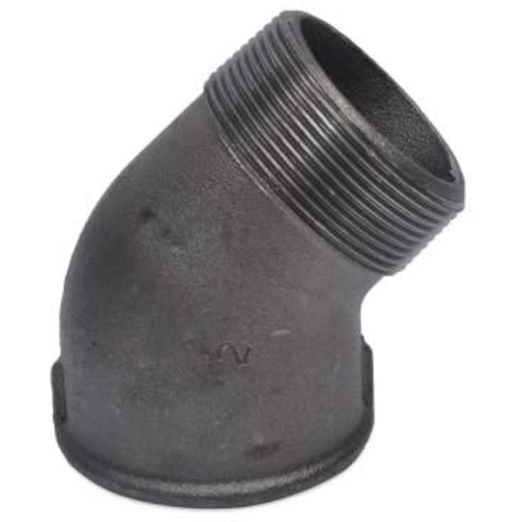 Sort vinkel muffe/nippel 3" - 45°