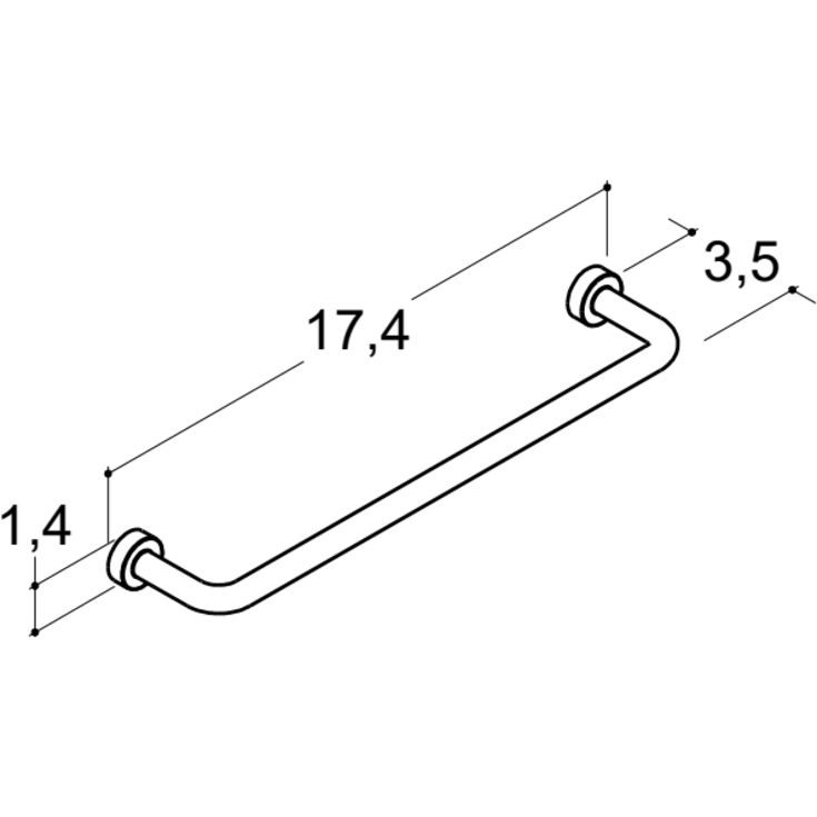 Dansani Grace handtag, 174 mm, svart