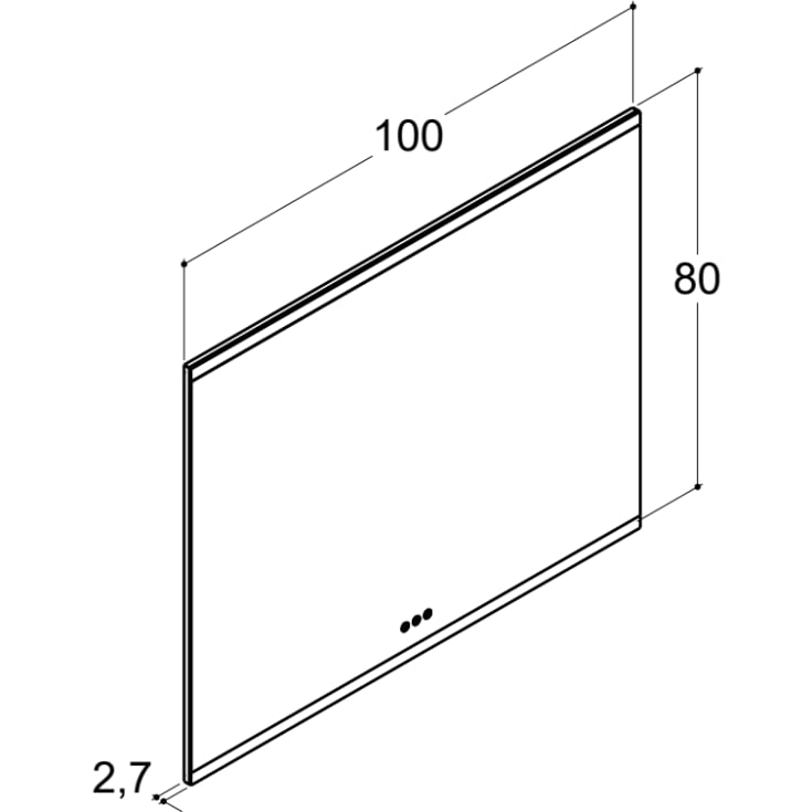 Dansani Panorama spejl med lys, dæmpbar, 100x80 cm