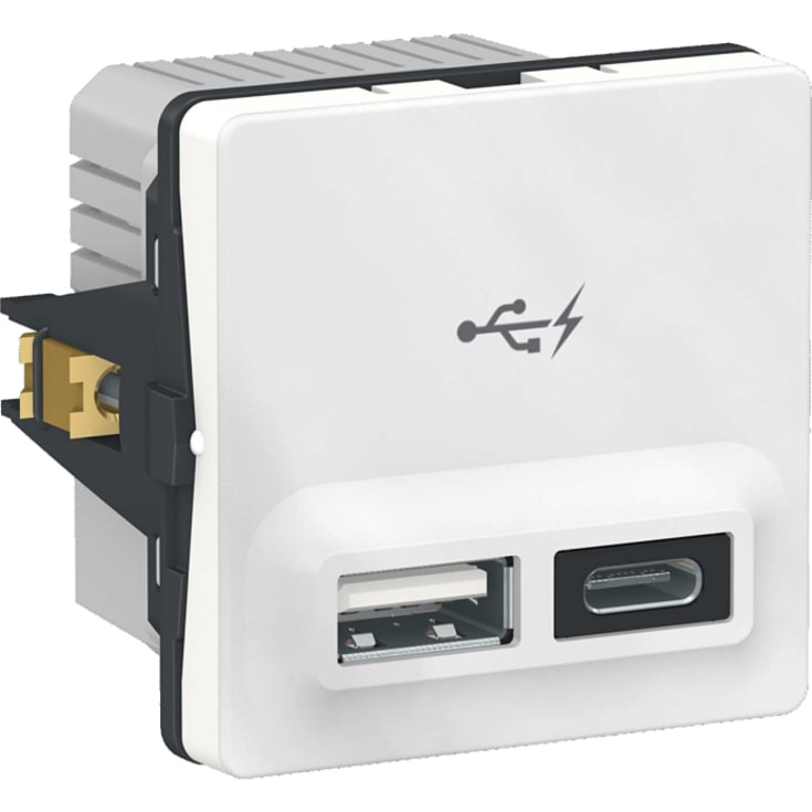 LK Fuga USB-lader, A+C, 1 modul, hvid