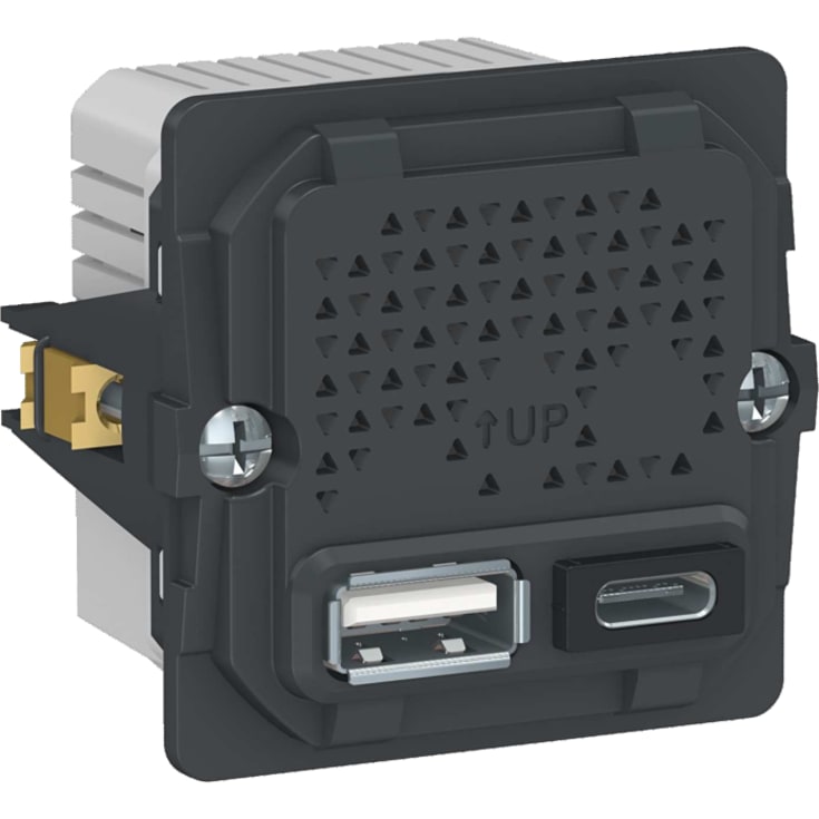 LK Fuga 2xUSB A+C 2,4A, koksgrå