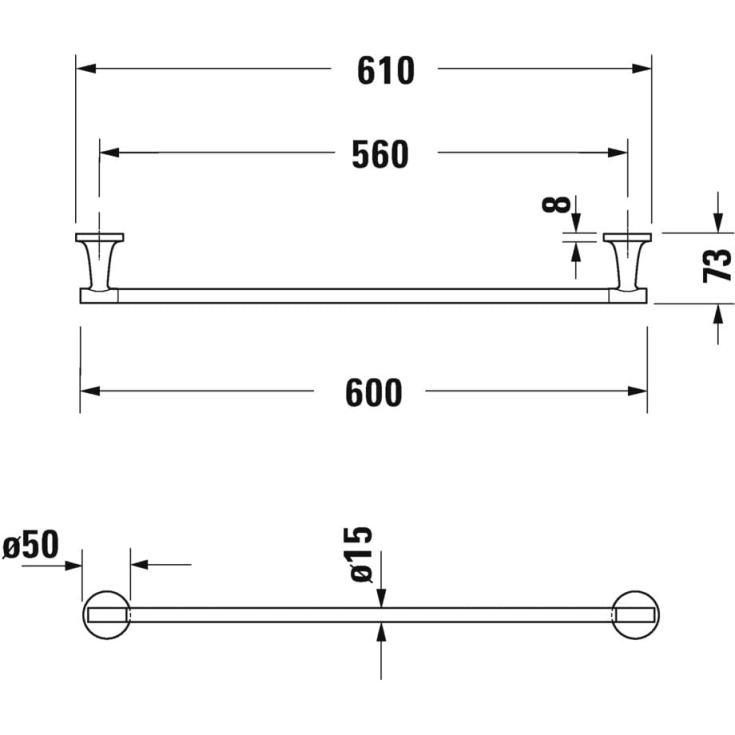Duravit Starck T håndklestang, 60 cm, krom