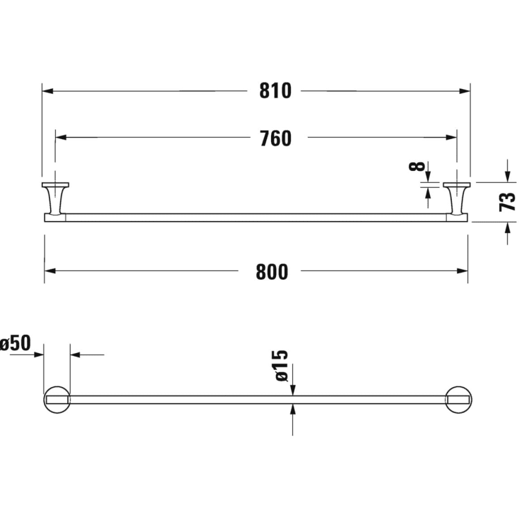 Duravit Starck T håndklestang, 80 cm, krom