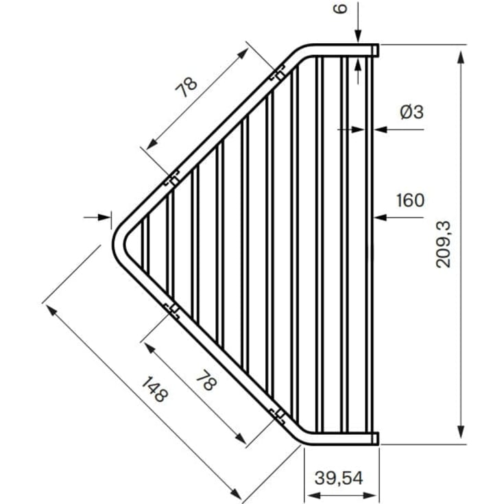 Tapwell TA156 duschhylla, borstad svart krom